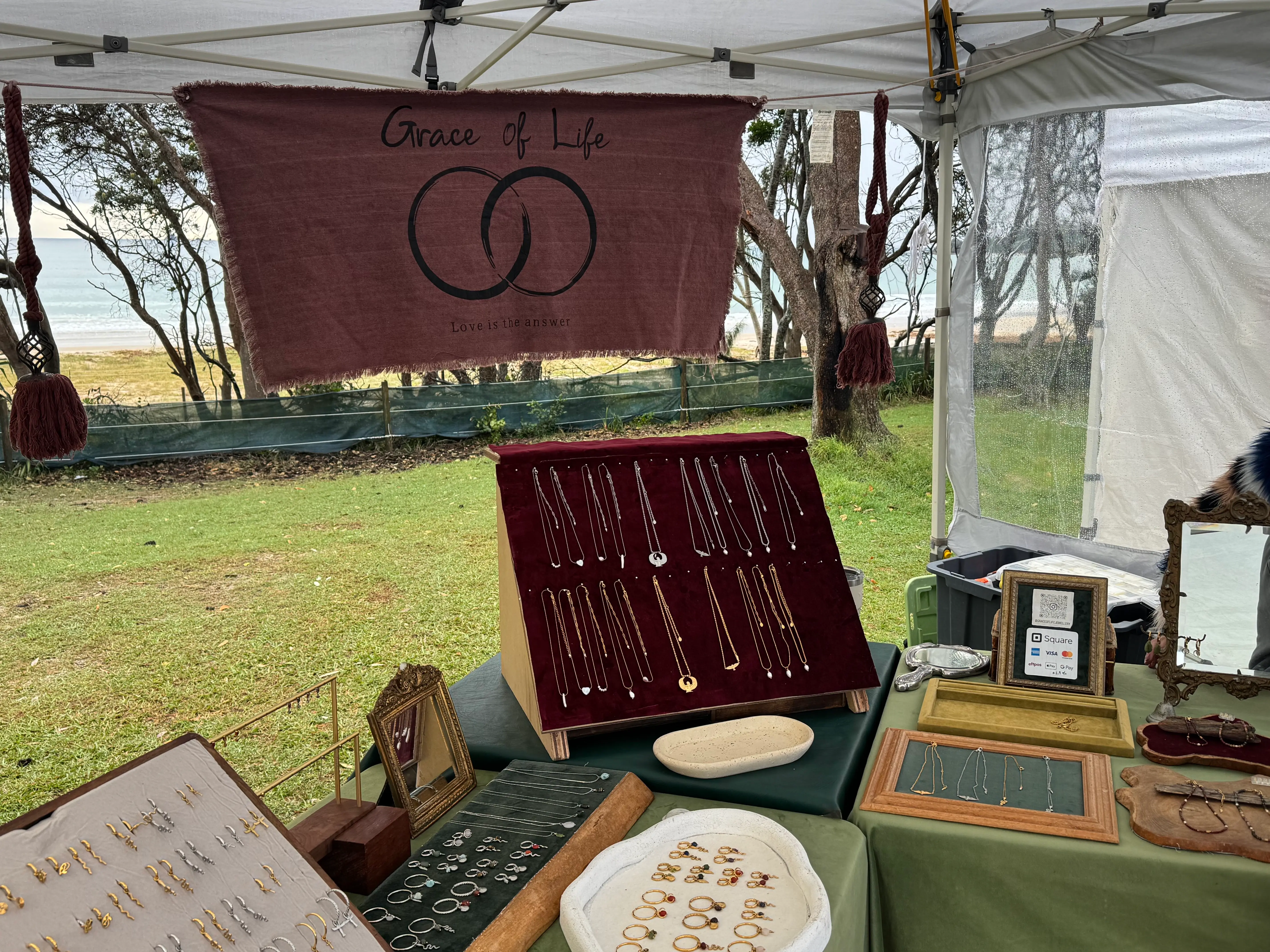 Grace of Life jewellery displayed at Byron Community Market