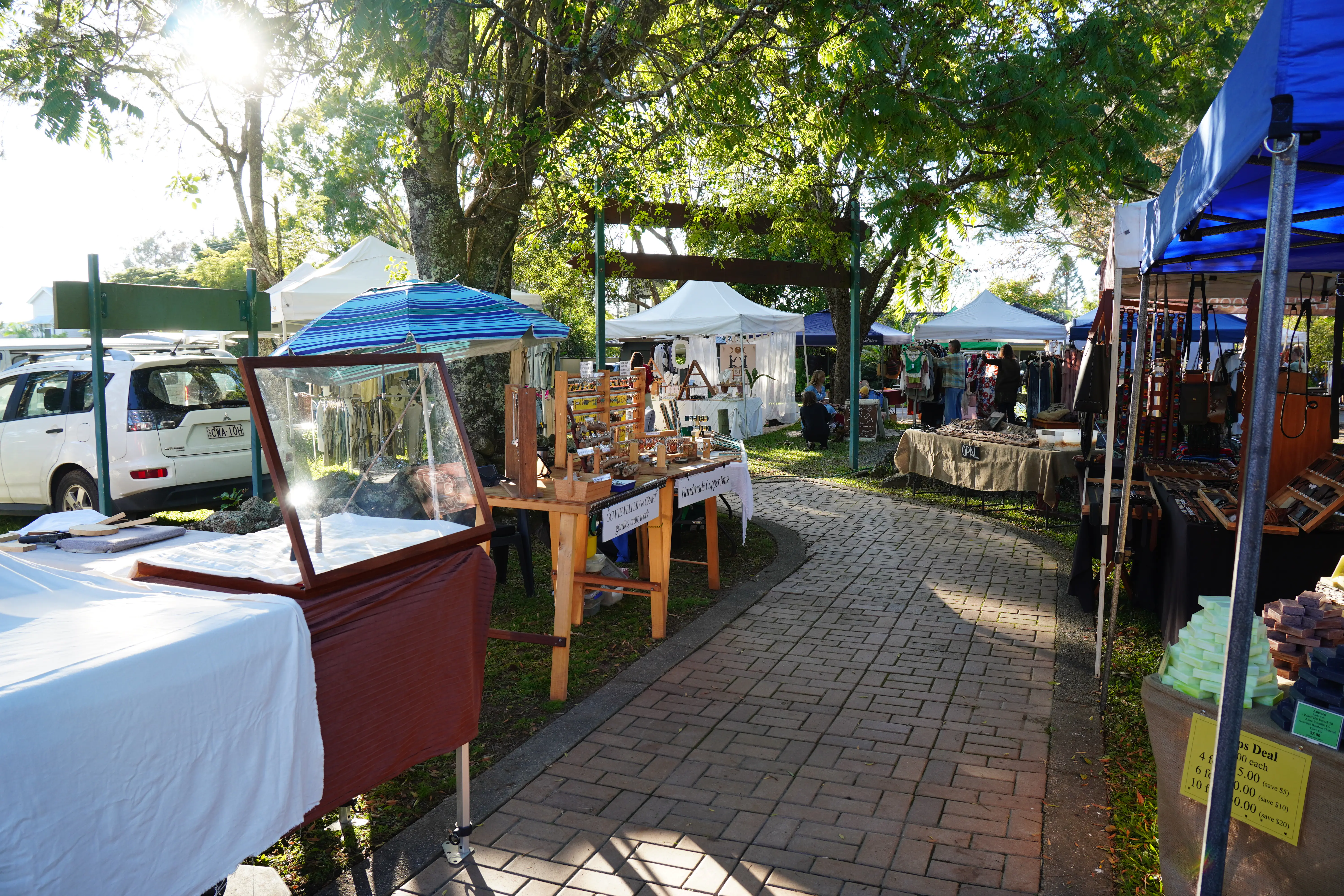 Craft and clothing stalls at Mullumbimby Community Markets