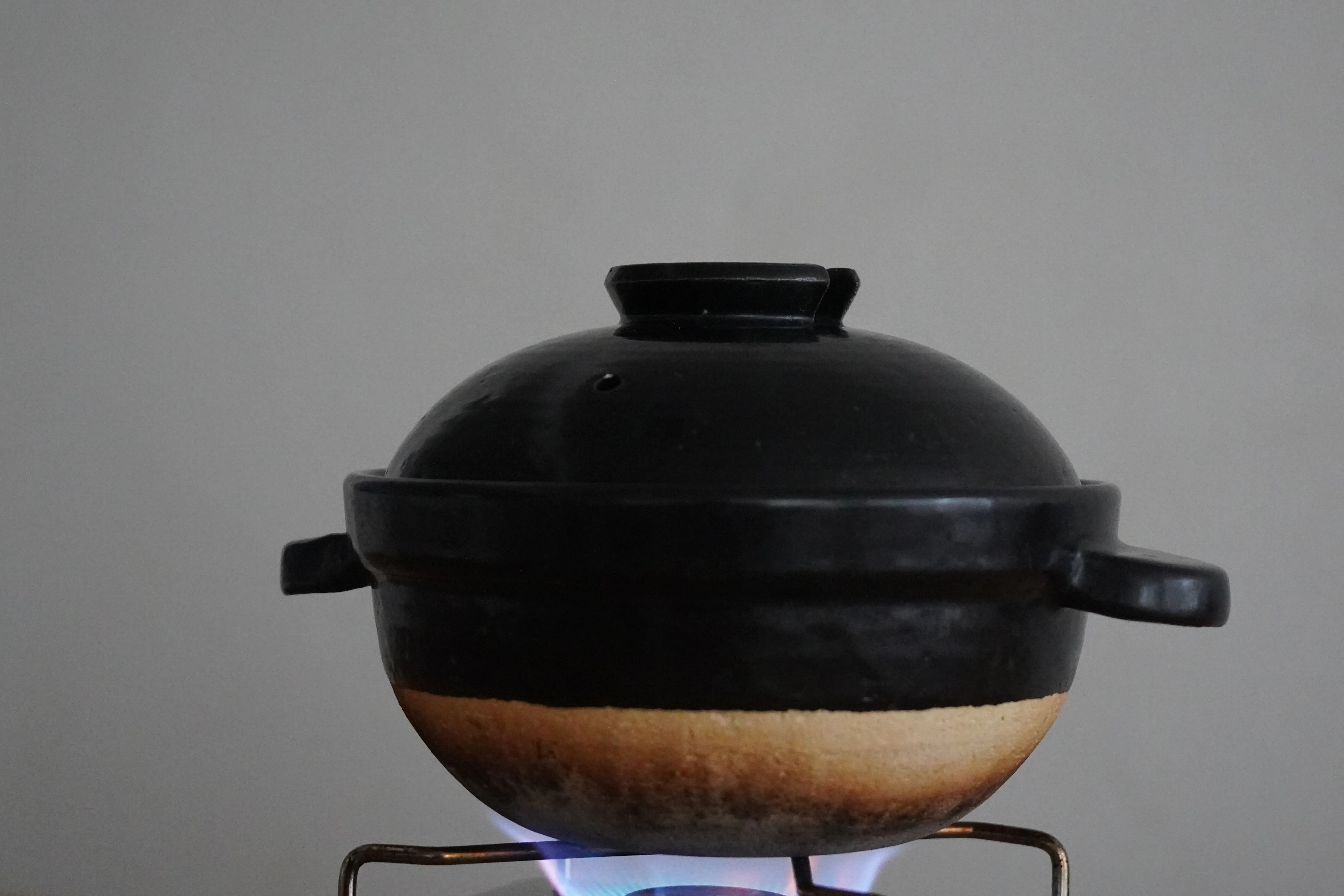 A traditional Japanese donabe rice pot